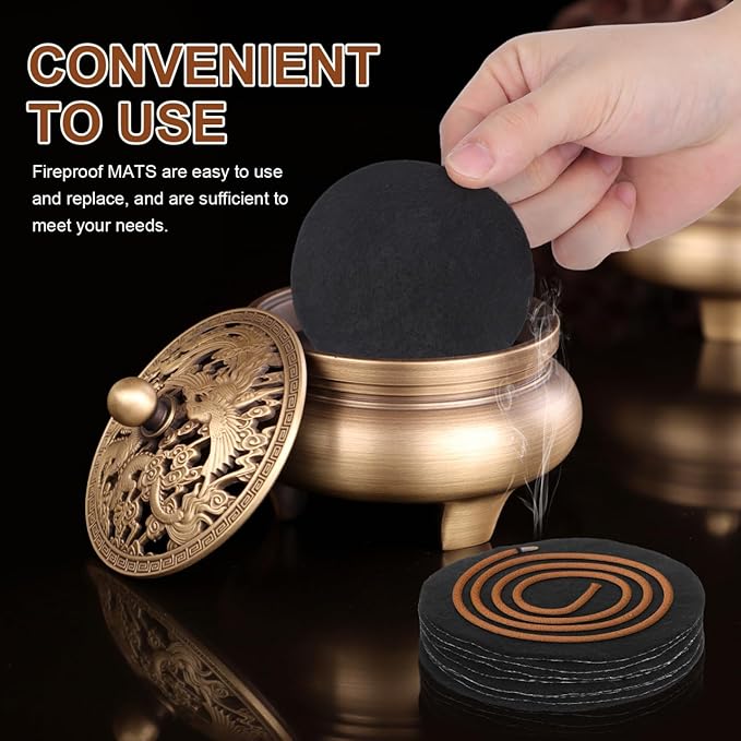 Zerodeko Fireproof Insulation Mat 3.34 Inch Round Heat-Resistant Cotton Pads for Incense Burner Cone Holder Ash Catcher 8-Pack