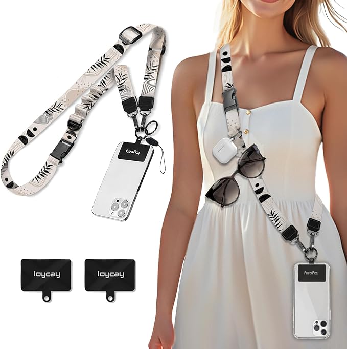 Icycay Phone Lanyard Crossbody, Abstract Leaf Cell Phone Strap for Around The Neck Adjustable, Anti Theft Cute Lanyard for ID Holder Keys Accessories Travel Essential