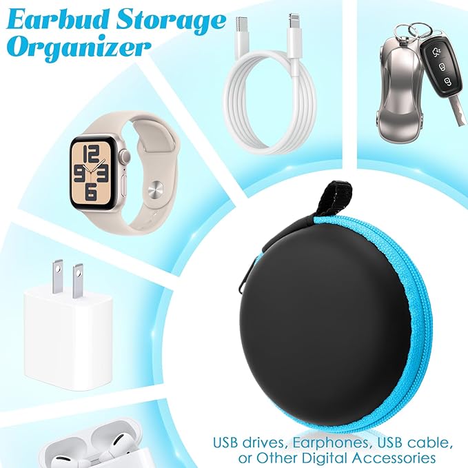 Abbylike 30 Pack Headphone Case Earphone Earbud Headset Carrying Case Holder Hard EVA Headset Travel Pouch Square Storage Bag Cell Phone Accessories Organizer with Hook for Memory Card Chip