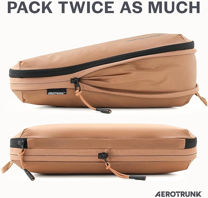 Aerotrunk Ultralight Compression Packing Cubes - Lightweight Travel Organizers for Suitcases and Luggage (3-Pack, Mocha)