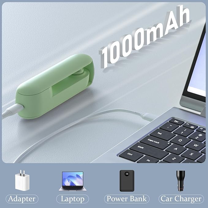 Portable Handheld Fan, 2 IN 1 Mini Hand Fan, Battery Operated [8-15 Working Hours], USB Rechargeable Personal Foldable Fan for Indoor, Small Pocket Fans Travel Essentials for Outdoor (Green)