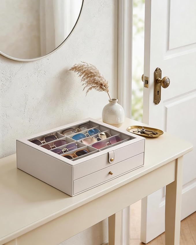 Lolalet 10/20 Slots Sunglasses Organizer Box, Eyeglasses Eyewear Holder Case for Multi Pairs Collection