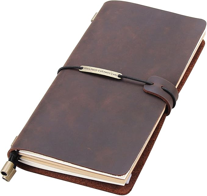 Robrasim Leather Writing Journal Notebook Refillable, Handmade Travelers Notebook for Men & Women, Perfect for Writing, Gifts, Travelers, Standard Size 8.5" x 4.5" Inches - Coffee
