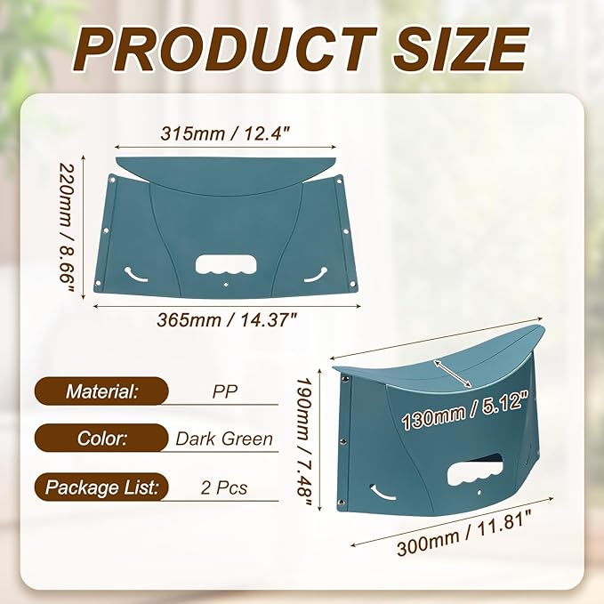 PATIKIL Travel Foot Rest, 2 Pack Portable Airplane Footrest with Handbag Function Lightweight Foldable Foot Stool to Relieve Back & Knee Pain for Long Flight Outdoor Camping, Dark Green