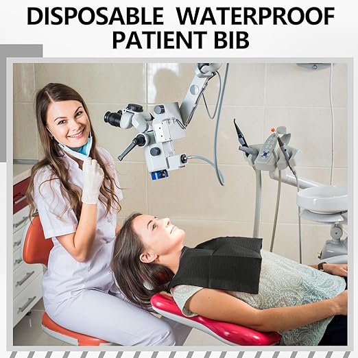 Black Dental Bibs Disposable Dentist Bibs 13" x 18", 50 PCS Patient Bibs Tattoo Paper Npkins 3 Ply Waterproof Dental Bib Sheets Dentist or Medical Tray Cover and Nail Table Cover
