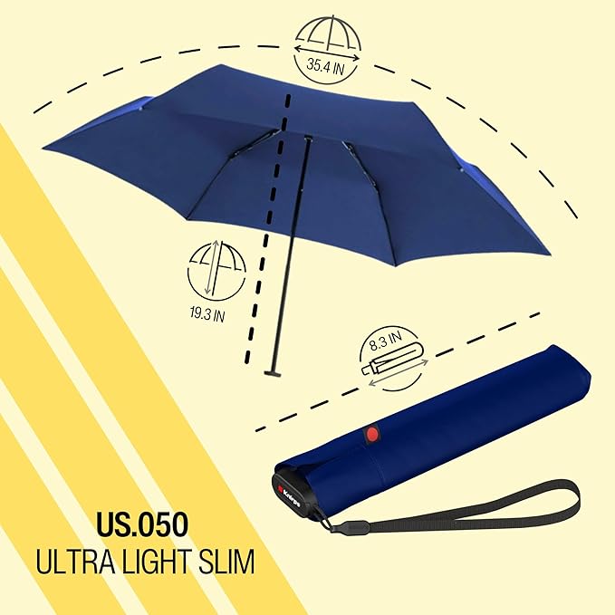 Knirps US.050 Ultra Light Pocket Size Manual Rain Umbrella with Carrying Case