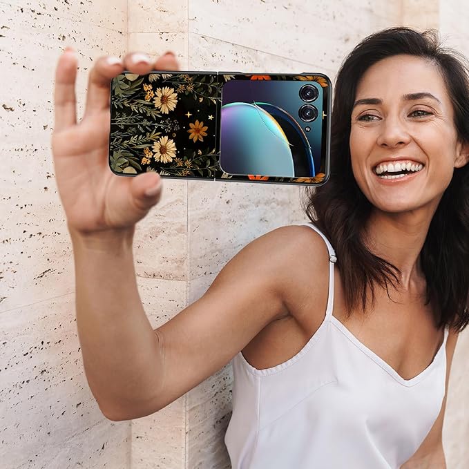 for Motorola Razr Plus 2025 Case,for Razor Plus 2025 Phone Case Cute Slim Hard PC Ultra-Thin Anti-Scratches Shockproof Protective Cover,Plant Floral Moon