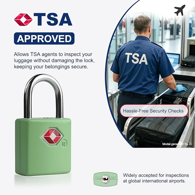 TSA Locks for Luggage with Keys, Luggage Locks TSA Approved 4 Pack, International Travel Essentials, Small Padlock with Key, Mini Padlock for Suitcase, Backpack