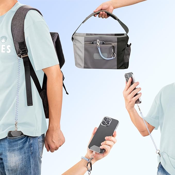 SHANSHUI Phone Lanyard Tether, Stretchy Phone Strap Patch Anchor Outdoor Climbing Hook Compatible for Most Smartphones