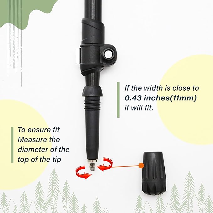 TREKOLOGY Trekking Pole Tips - Walking Sticks Replacement Tip Protectors - 11mm Hole Diameter - Fit Most Standard Hiking Poles