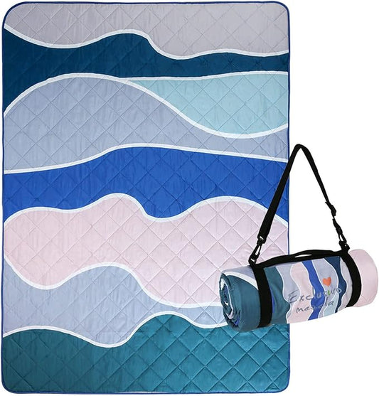 Exclusivo Mezcla Extra Large Waterproof Picnic Blankets 3 Layer, Sandproof and Foldable Outdoor Blanket for Beach Camping, Park and Travel