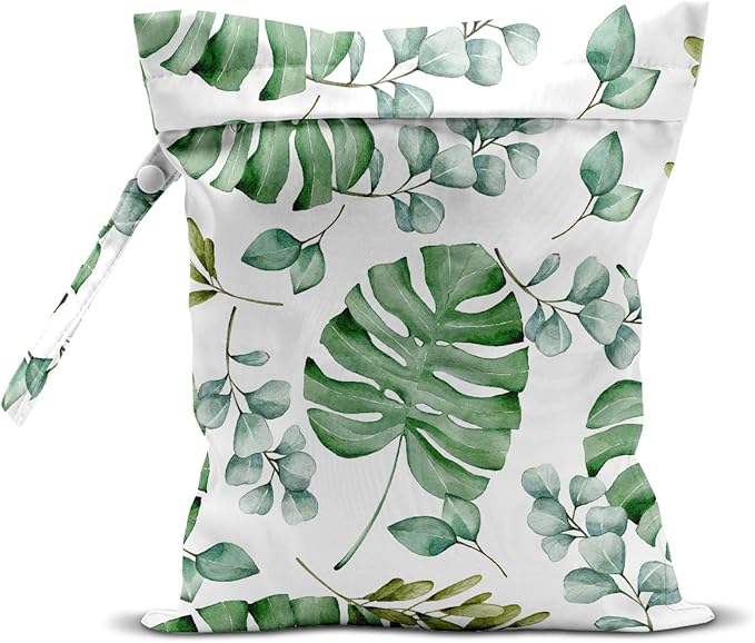 Wet Bag, Wet Dry Bag, Wet Bag for Swimsuit, Travel, Beach, Pool, Diapers, Dirty Yoga Gym Clothes, Makeup Bag, Waterproof Reusable Home Sweet Home Eucalyptus Leaf