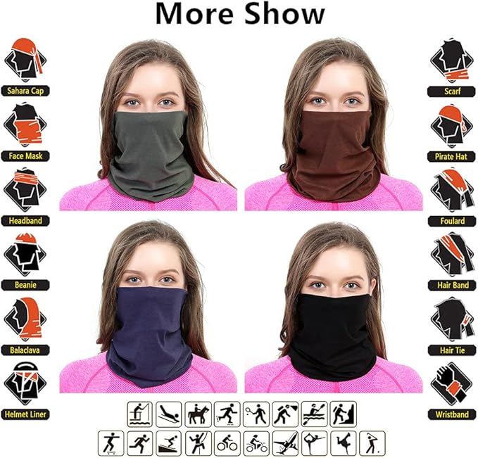 VANCROWN Headband Neck Gaiter Head Wrap Headwear Face Mask Magic Scarf Bandana for Men and Women