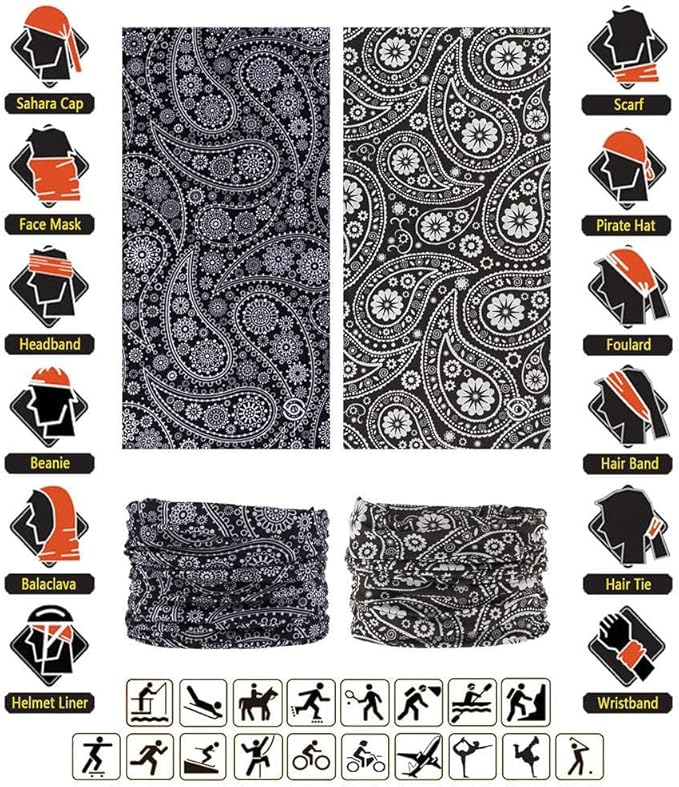 VANCROWN Headband Neck Gaiter Head Wrap Headwear Face Mask Magic Scarf Bandana for Men and Women