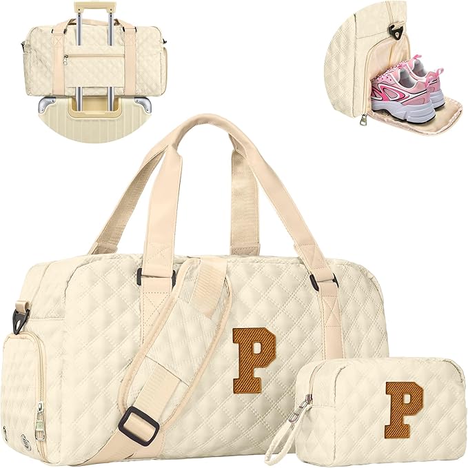Elilier Gifts for Women, Personalized Gym Bag for Girls, Travel Duffel Bag, Graduation Gift Ideas 2026, Monogram Weekender Bag with Shoes Compartment, Gifts for Friends Female Daughter