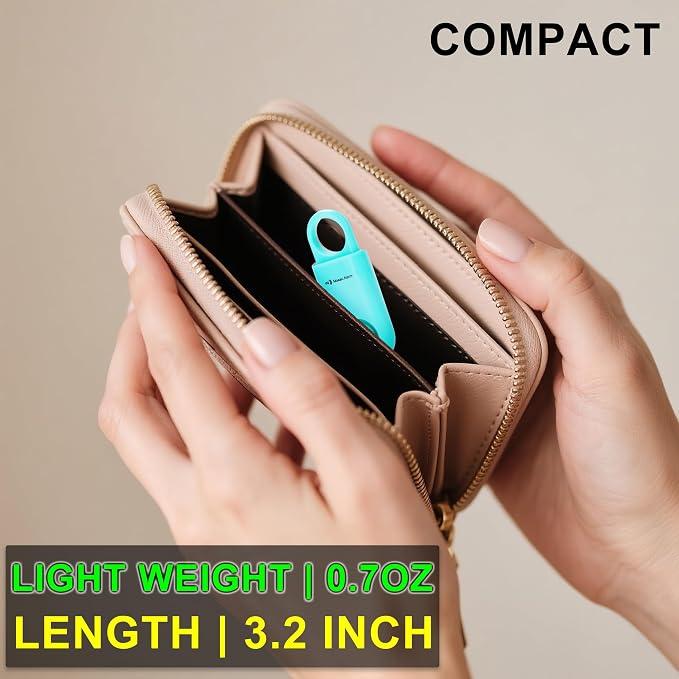 2 Pack Personal Safety Alarm Replaceable Battery | Ultra-Lightweight (0.8 oz) Keychain Siren for Women, Student, Children, Night Runner. SOS Emergency 130db Loud Hiking Alert Bulky-Free. Aqua