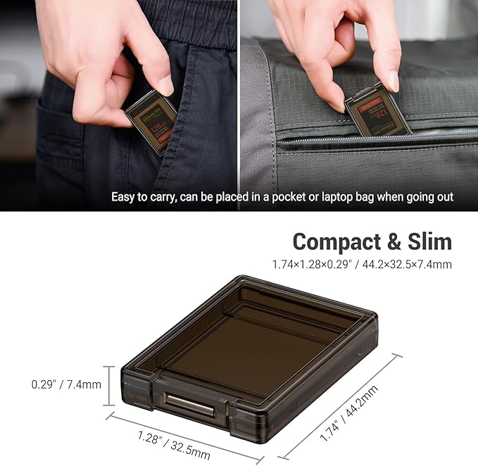 KIWIFOTOS 12 Pack CFexpress Type-B/XQD Memory Card Sleeve Case Translucent Black Plastic Storage CFB Anti-Shock Card Holder