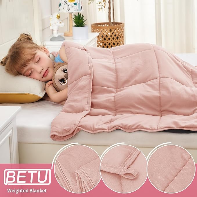 Pink Weighted Blanket Kids 5lbs, 36"x48", Cooling Heavy Throw Blanket for 20-40lbs, Microfiber Soft Thick Big Blankets Weighted Comforter Breathable Gift