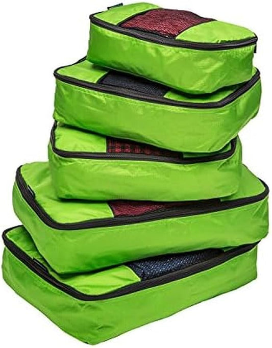 Travel Wise Packing Cubes for Travel - 5 Piece Set with Pattern Design, Lightweight Ripstop Nylon Luggage Organizers with Mesh Panel, Small Medium Large Sizes