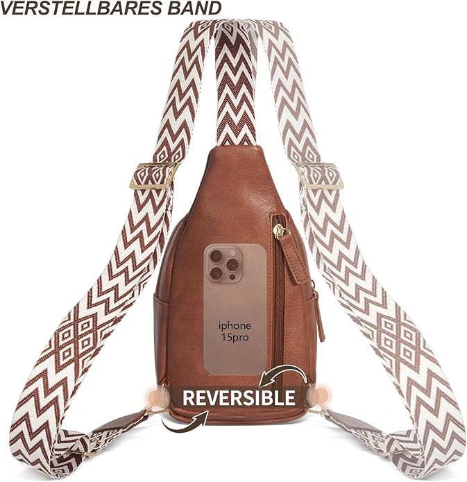 OSOCE Crossbody Bags for Women Sling Bag Anti Theft PU Leather Travel Chest Purse Small Adjustable Strap Fits Large Phone