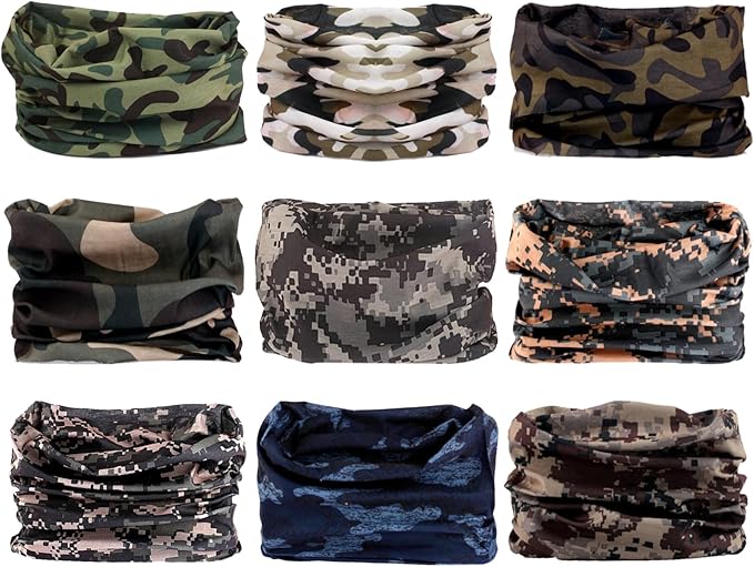 Neck Gaiter for Men Women Headwear Bandana Head Wrap Face Scarf Mask Cover Warmer Balaclava-Seamless & Versatile