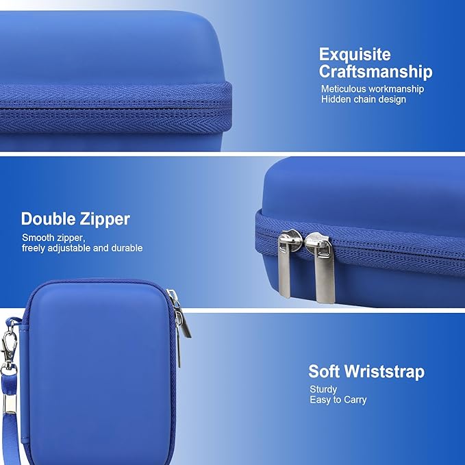 RAIALL Carrying Case for KODAK PIXPRO C1 Friendly Zoom Digital Camera, Point and Shoot Vlogging Camera Hard Travel Bag, Mesh Pocket for Charging Adapter, SD Card, USB Cable and Batteries, Blue