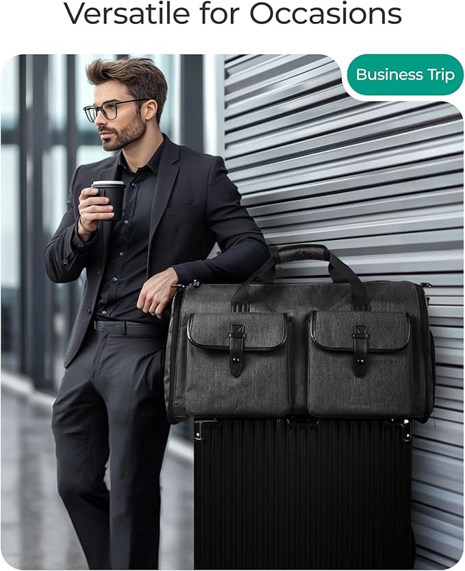 BAGSMART Garment Bags for Travel, Convertible Garment Duffle Bag Suit Bags for Men Women, 2 in 1 Garment Bags for Hanging Clothes, Carry On Duffle Bag with Shoe Compartment, Blue