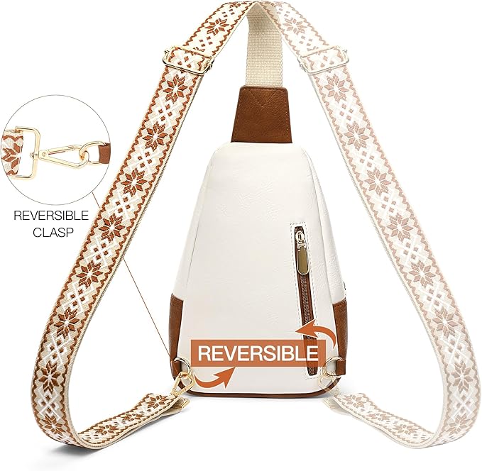 GAEKEAO Small Crossbody Sling Bag for Women Trendy Crossbody Purse Vegan Leather Fanny Packs Chest Bag Backpack