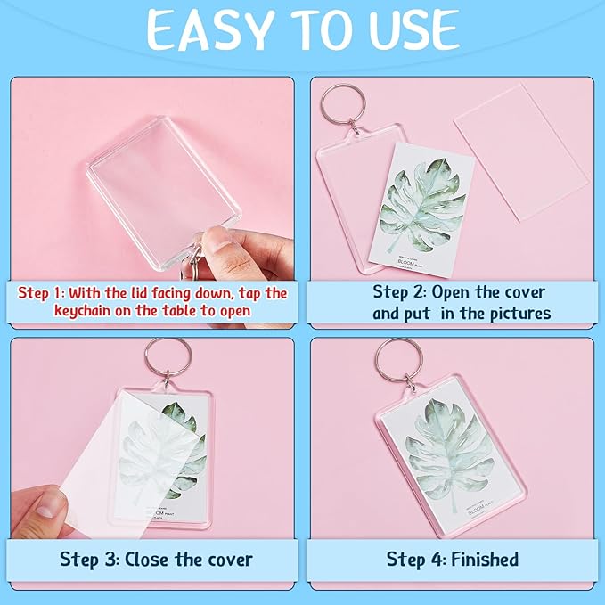 Inbagi Picture Frame Keychain Acrylic Clear Rectangle Photo Keychain Blanks