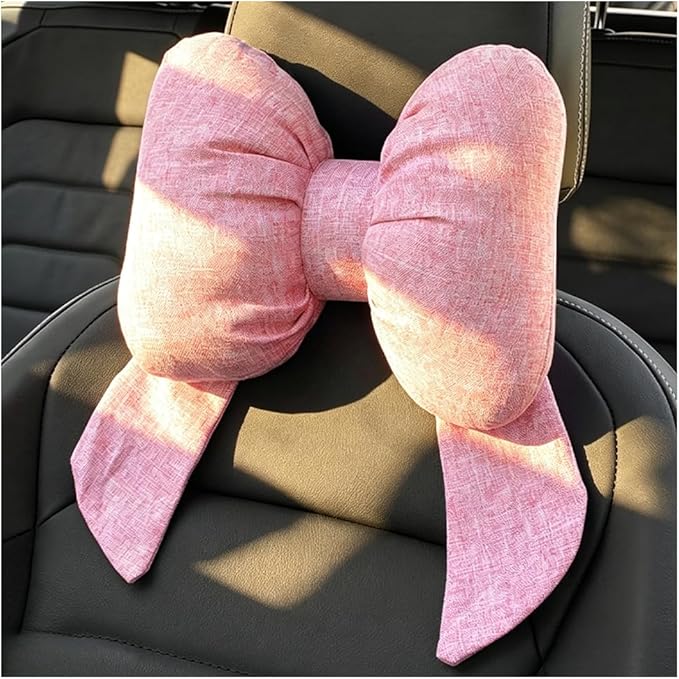Cute Bow Car Headrest Pillow Breathable & Comfortable,Universal Car Headrest Pillow for Neck Support & Fatigue Relief,Head Rest Pillows for Cars Cute Cars Accessories for Women,Girl