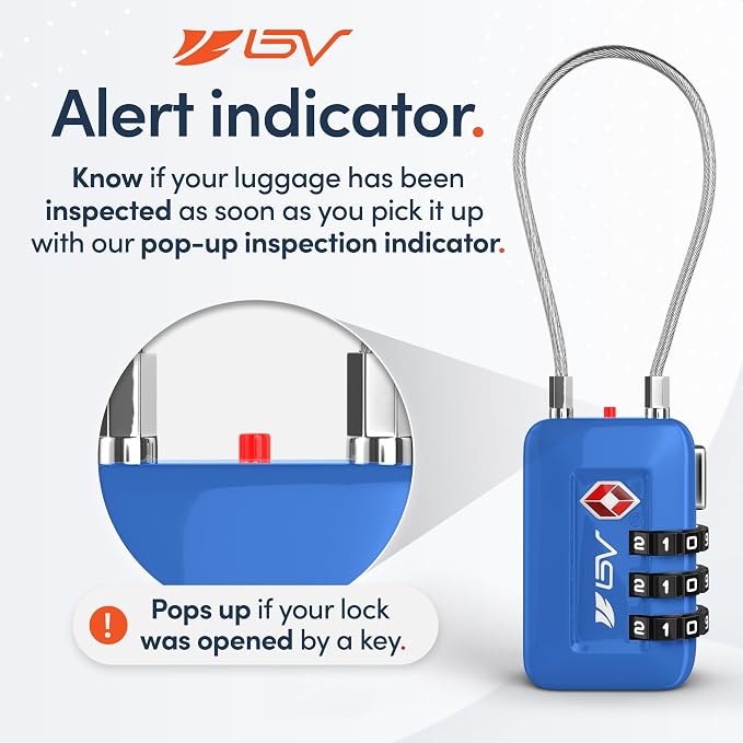TSA Accepted Luggage Travel Lock, Set-Your-Own Combination Lock for School Gym Locker, Luggage Suitcase Baggage Locks, Filing Cabinets, Toolbox, Case (Blue, 2 Pack)