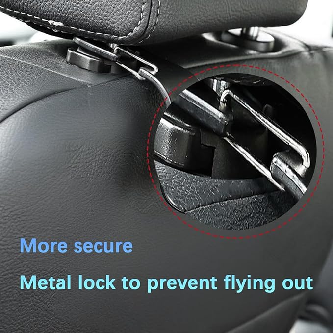 Zpana Car Seat Headrest Hook, 4PCS Vehicle Seat Back Hanger Hook with Metal Lock, Multifunctional Auto Interior Purse Handbag Storage Organizer Accessories, Universal for SUV RV Truck (Pink)