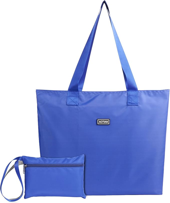AOTIAN Heavy Duty 20 Liter Reusable Grocery Bags, Thickened Tear-Resistant Polyester Fabric Foldable Machine Washable Shopping Bags, Zipper Closure Water-Resistant Large Tote Bag Travel Gym Beach Bag