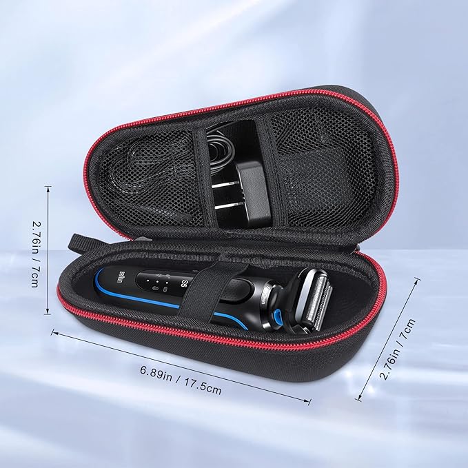 Electric Shaver Case,Travel Shaver Storage Bag & Razor Organizer Pouch,Durable,Waterproof, Compact Design for Men's Essentials,Fits Most Electric Shavers for Philips Braun Panasonic(Red)