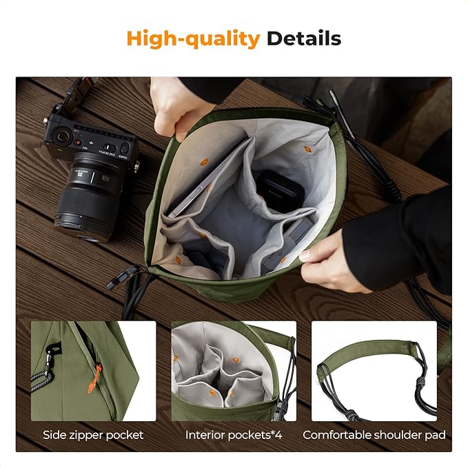 K&F CONCEPT Camera Sling Bag Small Camera Compact Case, Cute Soft Camera Pouch Handbag for Urban Street Photography