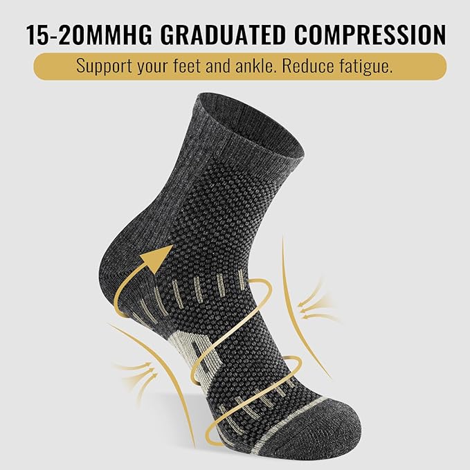 Copper Ankle Compression Socks for Men and Women(6 pairs), Breathable Arch Support Short Running Socks