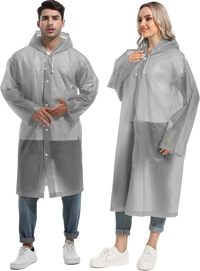 Rain Ponchos for Adults Reusable Raincoats Survival Heavy Duty Military Impermeable 2 Packs Rain Coat…