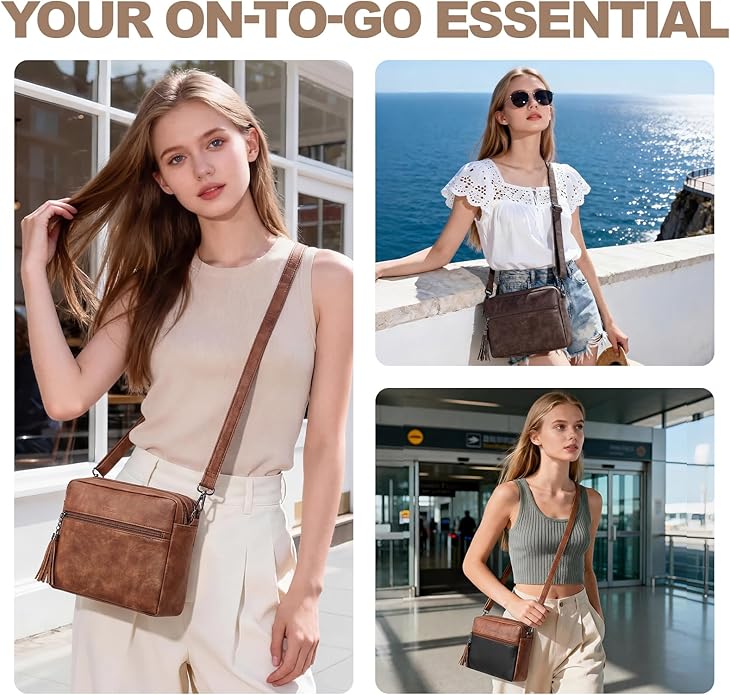 SYTRAH Anti-Theft Crossbody Purse for Women, Crossbody Shoulder Bag with Built-in Wallet & RFID Blocking for Travel Workout
