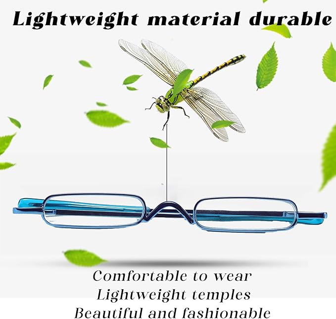 Viseng Slim Mini Metal Reading Glasses Compact Lightweight Portable Readers with Glasses Case for Reading Case Blue+Purple+2.5