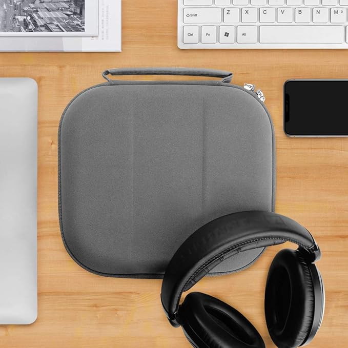 Geekria Shield Headphones Case Compatible with Sennheiser HD 400S/660S/560S and More, Large-Sized Over-Ear Headphones, Replacement Hard Shell Travel with Cable Storage (Microfiber Grey)