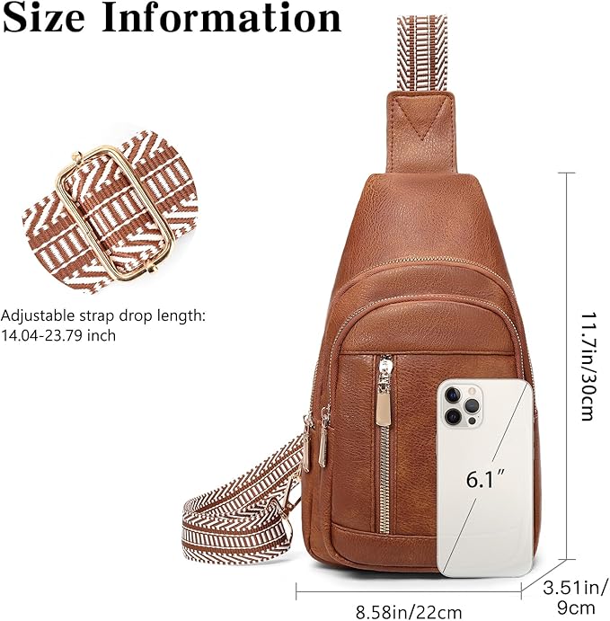 GAEKEAO Sling Bag for Women Crossbody Bags Vegan Leather Fanny Pack Chest Trendy Shoulder Bag for Travel Everyday Vacation