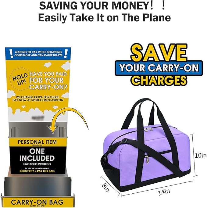 Apenze Small Gym Bag 14 inch lightweight Carry On Mini Duffel Bag for Travel Sport - Purple