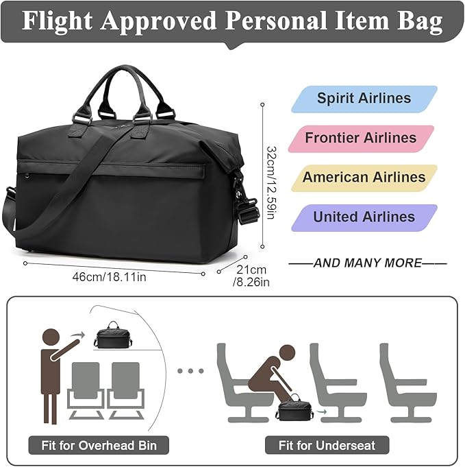 Travel Duffel Bag,Carry-On Overnight Weekender Bags for Women,Personal Item Travel Bag with Shoes Compartment,Sports Gym Bag