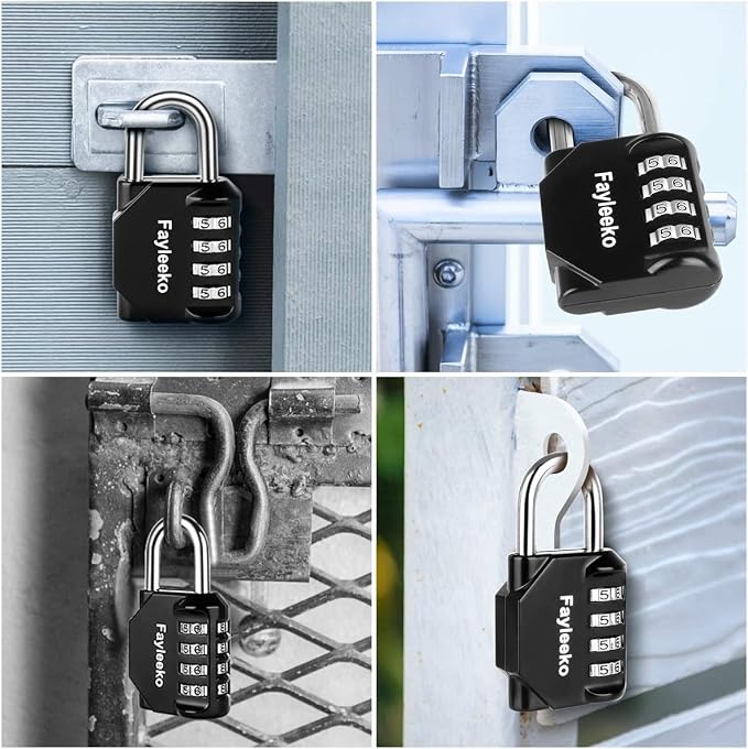 Combination Lock, 4 Digit Combination Padlock for School Gym Sports Locker, Fence, Toolbox, Case, Hasp Cabinet Storage (2 Pack, Light Blue & Black)