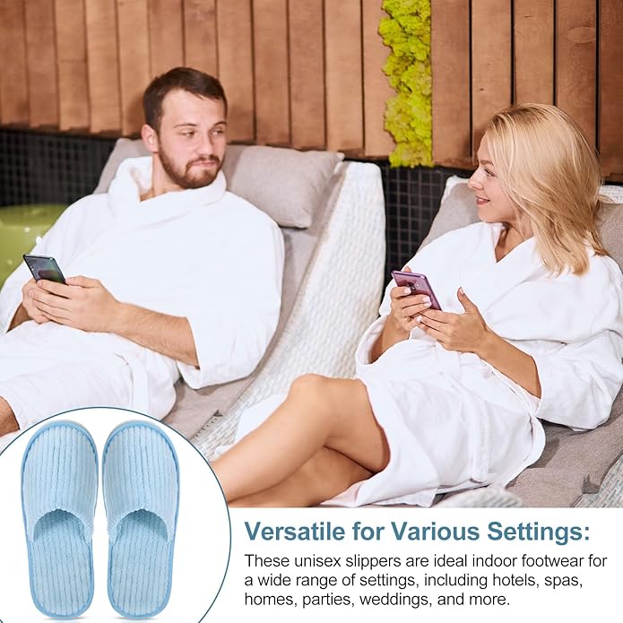 Panitay 20 Pairs Reusable Spa Slippers for Guests Washable House Slippers with Triple Layer Coral Fleece for Home Indoor Hotel Travel, Closed Toe