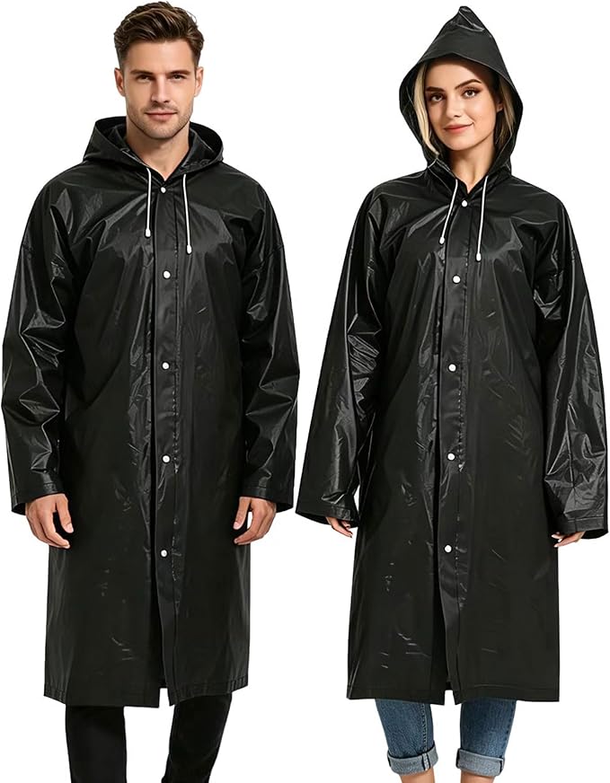 Rain Ponchos for Adults Reusable Raincoats Survival Heavy Duty Military Impermeable 2 Packs Rain Coat…