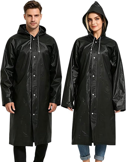 Rain Ponchos for Adults Reusable Raincoats Survival Heavy Duty Military Impermeable 2 Packs Rain Coat…