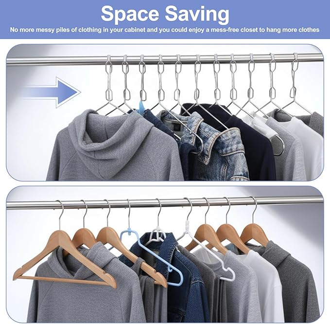 16.5” Lockable Wire Clothes Hangers, 20 Pack 4mm Windproof Stainless Steel RV Hangers Wire Heavy Duty Lock Hook Metal Closet Hanger Space Saving Metal Hanger for Closet RV Hotel Wardrobe