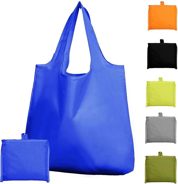 Foldable Reusable Grocery Bags – Heavy Duty 6 Pack with Handles | XL Tote for Women & Men, Market, Travel, Storage