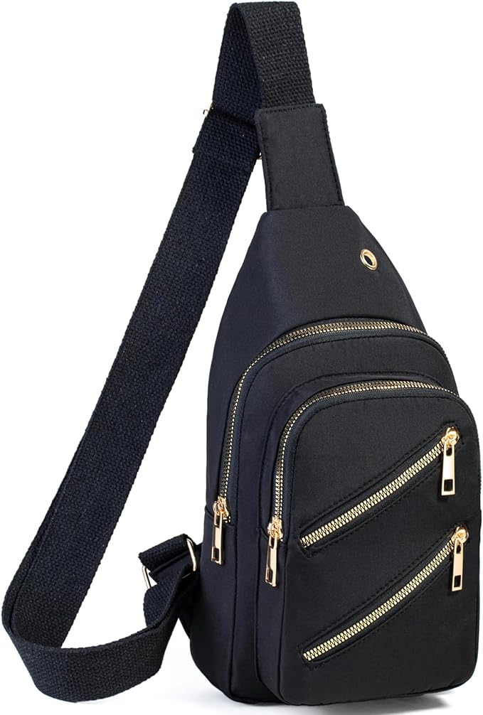 Banelu Sling Bag Crossbody Bags for Women, Small Crossbody Purses Sling Backpack Cross Body Bag for Outdoors Hiking Traveling - Black
